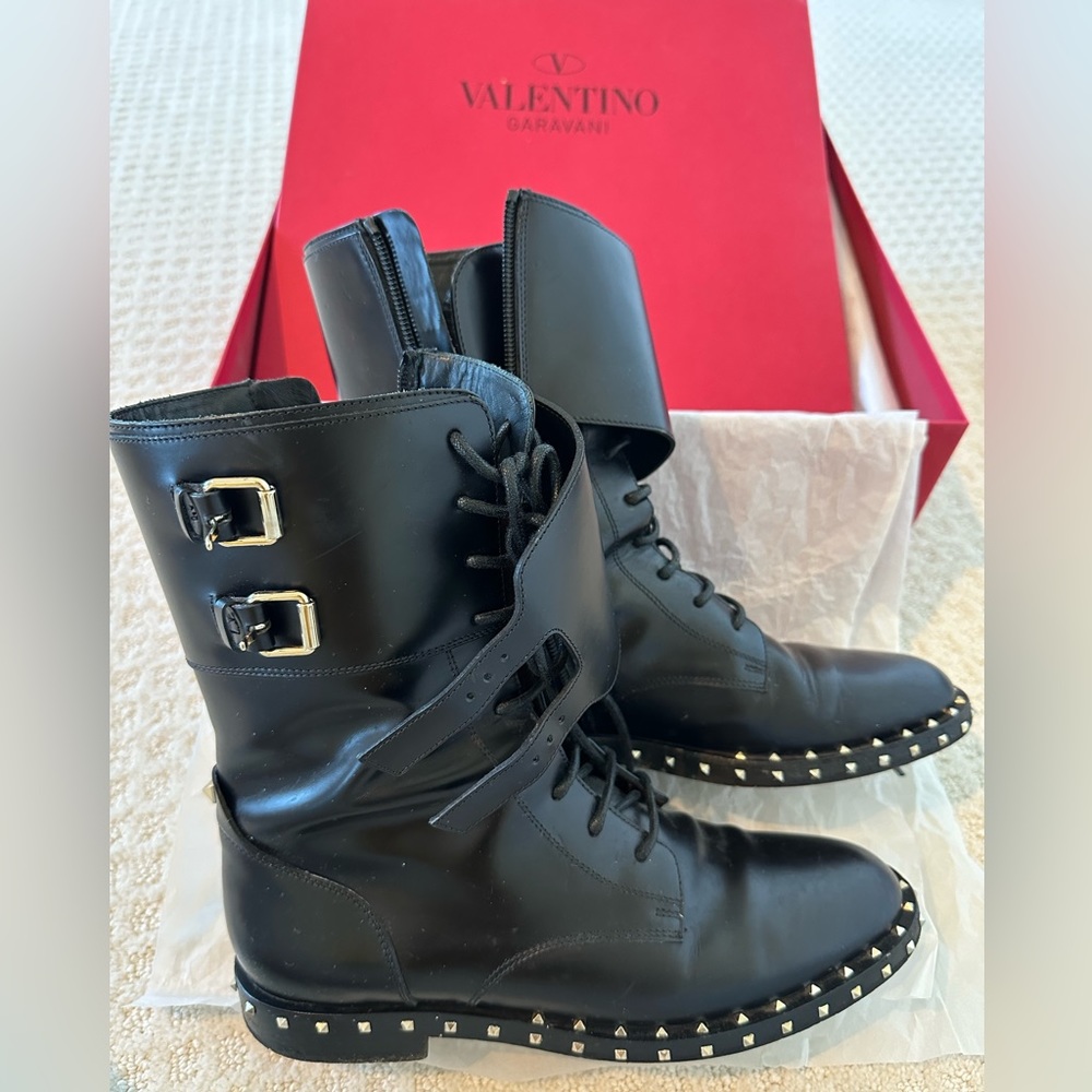 Soul Rockstud Leather Moto Combat Boot